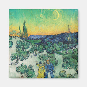 Landscape with Couple Walking & Crescent Moon Magnet
