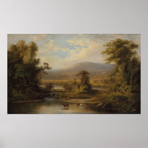 Landscape With Cows Watering In A Stream 1871  Poster