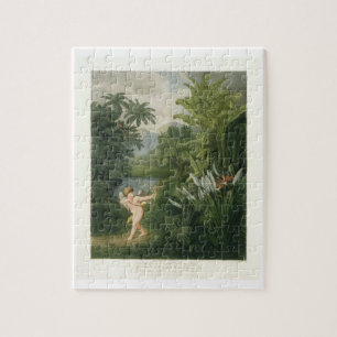 Landscape with Cupid aiming an arrow at a Parrot o Jigsaw Puzzle