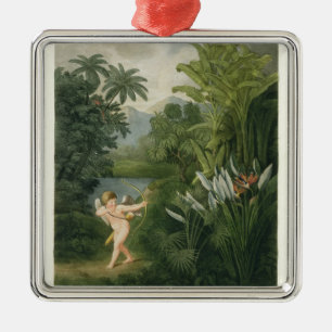 Landscape with Cupid aiming an arrow at a Parrot o Metal Tree Decoration