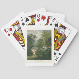 Landscape with Cupid aiming an arrow at a Parrot o Playing Cards