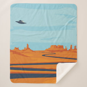  landscape with deserted valley, mountains, dark w sherpa blanket