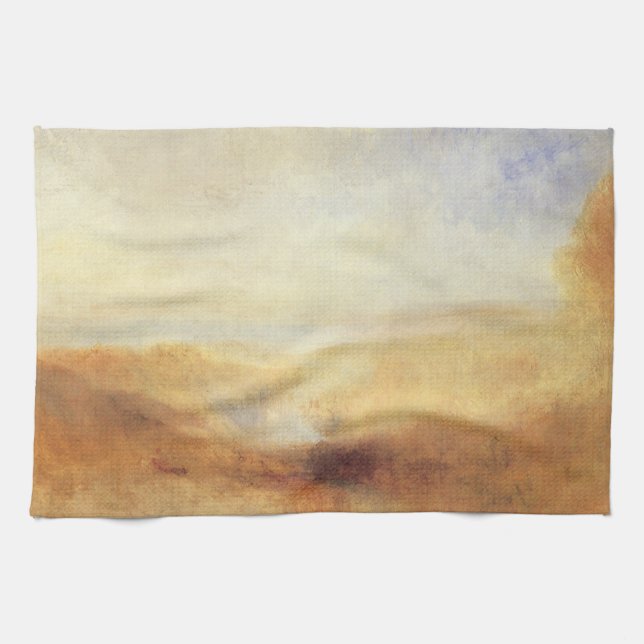Landscape with Distant River Bay by Joseph Turner Tea Towel (Horizontal)