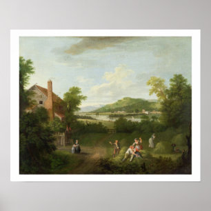 Landscape with Farmworkers, c.1730-40 (oil on canv Poster