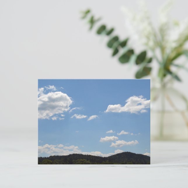 Landscape with green hills, trees & clouds  postcard (Standing Front)