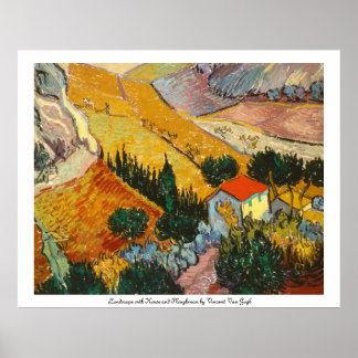 Landscape with House and Ploughman Vincent VanGogh Poster