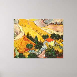 Landscape with House and PloughmaVincent van Gogh  Canvas Print