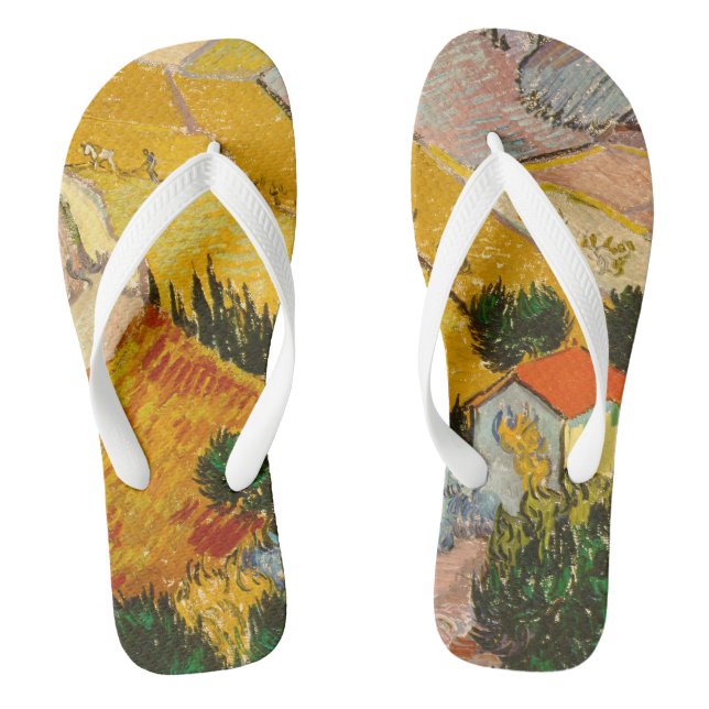 Landscape with House and PloughmaVincent van Gogh  Flip Flops (Footbed)