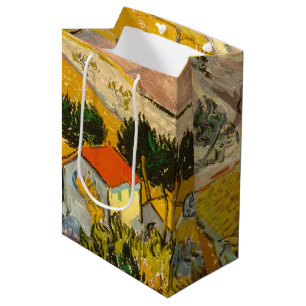 Landscape with House and PloughmaVincent van Gogh Medium Gift Bag