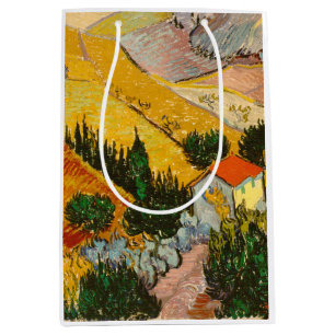 Landscape with House and PloughmaVincent van Gogh Medium Gift Bag