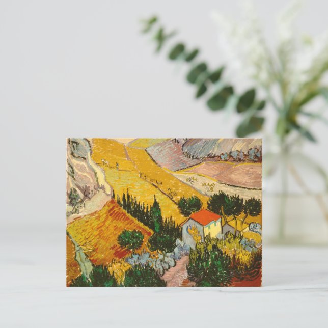 Landscape with House and PloughmaVincent van Gogh  Postcard (Standing Front)