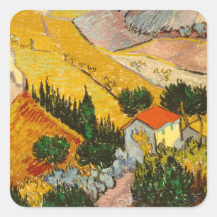 Landscape with House and PloughmaVincent van Gogh Square Sticker