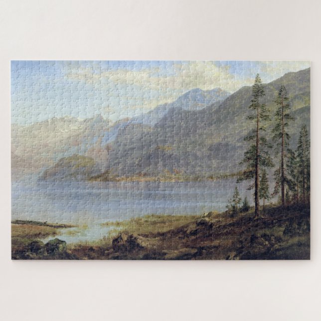Landscape with Lake, Albert Bierstadt Jigsaw Puzzle (Horizontal)