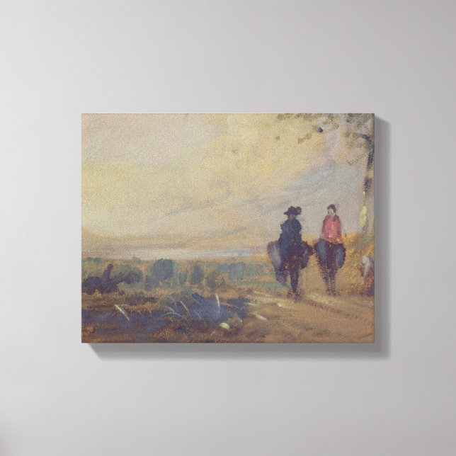 Landscape with Lake and two Figures Riding, previo Canvas Print (Front)