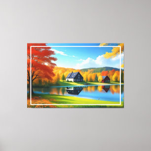 Landscape with Lake, Cottage And Trees-324563  Canvas Print