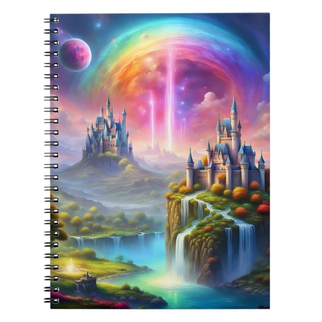 landscape with magical castles and bright colors  notebook (Front)
