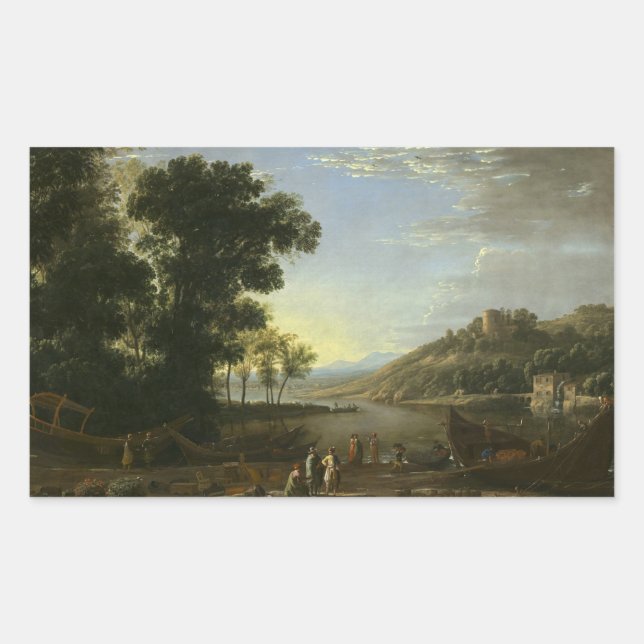 Landscape with Merchants - Claude Lorrain Rectangular Sticker (Front)
