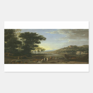 Landscape with Merchants - Claude Lorrain Rectangular Sticker