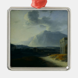 Landscape with Mount Stromboli Metal Tree Decoration