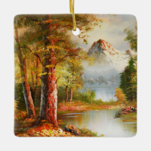 Landscape with mountain ceramic ornament