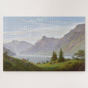 Landscape with Mountain Lake by Caspar David F. Jigsaw Puzzle