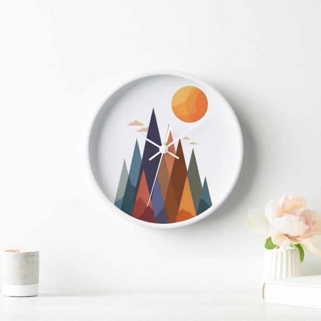 Landscape With Mountains and Sun Clock (Home)