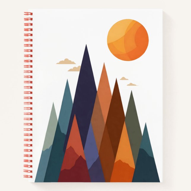 Landscape With Mountains and Sun Notebook (Front)