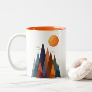 Landscape With Mountains and Sun Two-Tone Coffee Mug