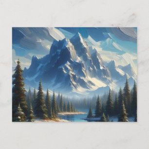 Landscape with Mountains, Trees and Lake, Postcard