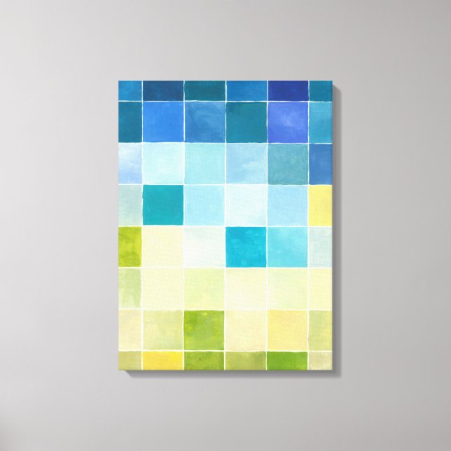 Landscape with Multicolored Pixilated Squares Canvas Print (Front)