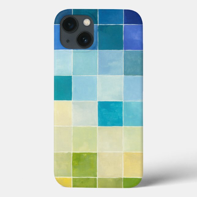 Landscape with Multicolored Pixilated Squares Case-Mate iPhone Case (Back)