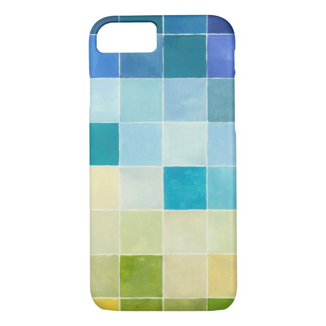 Landscape with Multicolored Pixilated Squares Case-Mate iPhone Case (Back)