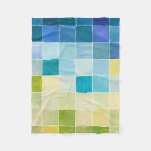 Landscape with Multicolored Pixilated Squares Fleece Blanket