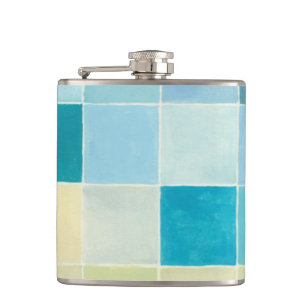 Landscape with Multicolored Pixilated Squares Hip Flask