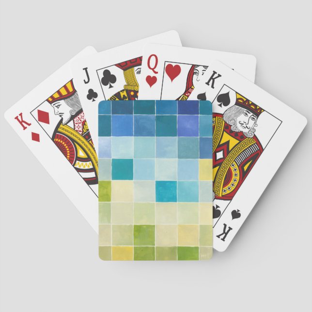 Landscape with Multicolored Pixilated Squares Playing Cards (Back)