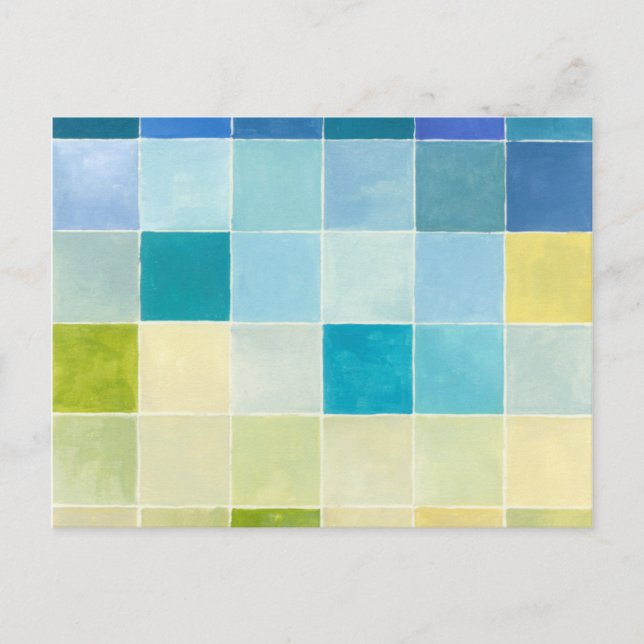 Landscape with Multicolored Pixilated Squares Postcard (Front)