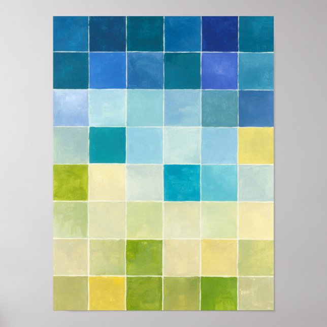 Landscape with Multicolored Pixilated Squares Poster (Front)