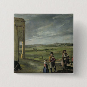 Landscape with Peasants, c.1640 15 Cm Square Badge