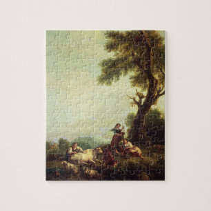 Landscape with Peasants Watching a Herd of Cattle Jigsaw Puzzle