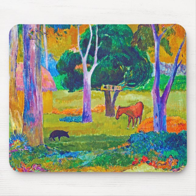 Landscape with Pig and Horse, Gauguin Mouse Mat (Front)