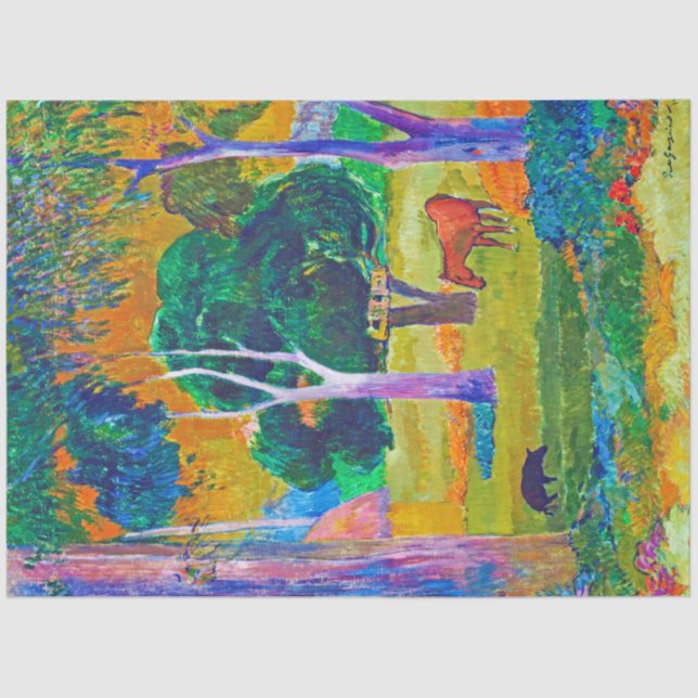 Landscape with Pig and Horse, Gauguin Tissue Paper (Front)