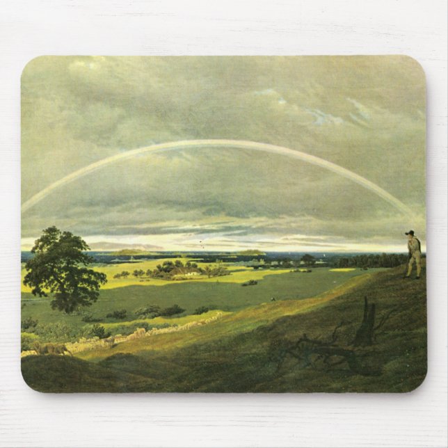 Landscape with Rainbow (by Caspar David Friedrich) Mouse Mat (Front)