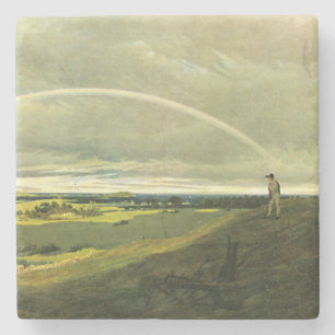Landscape with Rainbow (by Caspar David Friedrich) Stone Coaster