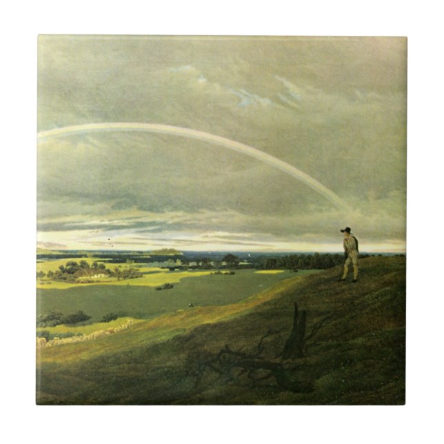 Landscape with Rainbow (by Caspar David Friedrich) Tile (Front)