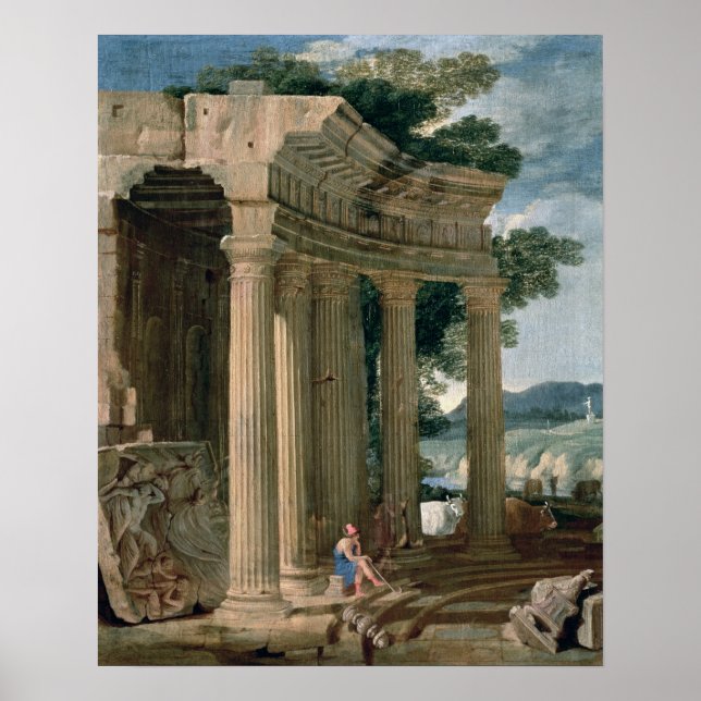 Landscape with ruins and a shepherd poster (Front)