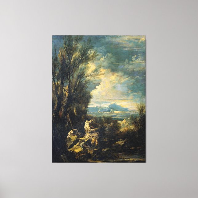 Landscape with Saint Bruno , Alessandro Magnasco, Canvas Print (Front)