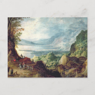 Landscape with Sea and Mountains (oil on canvas) Postcard