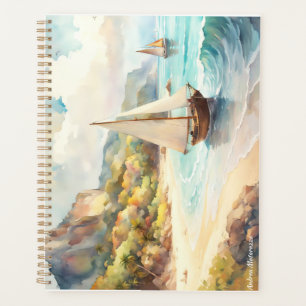 Landscape with sea and sailing ships planner