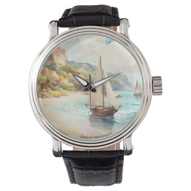 Landscape with sea and sailing ships watch (Front)