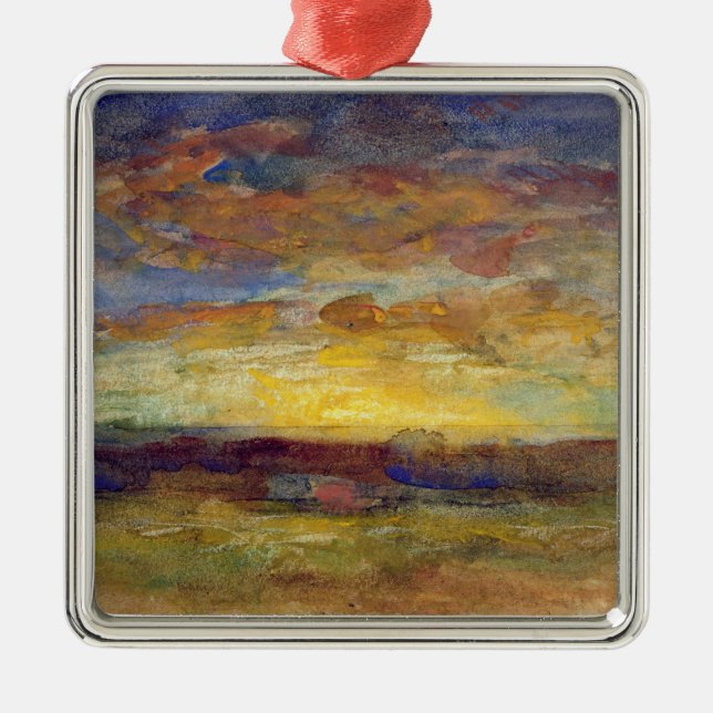 Landscape with Setting Sun Metal Tree Decoration (Front)